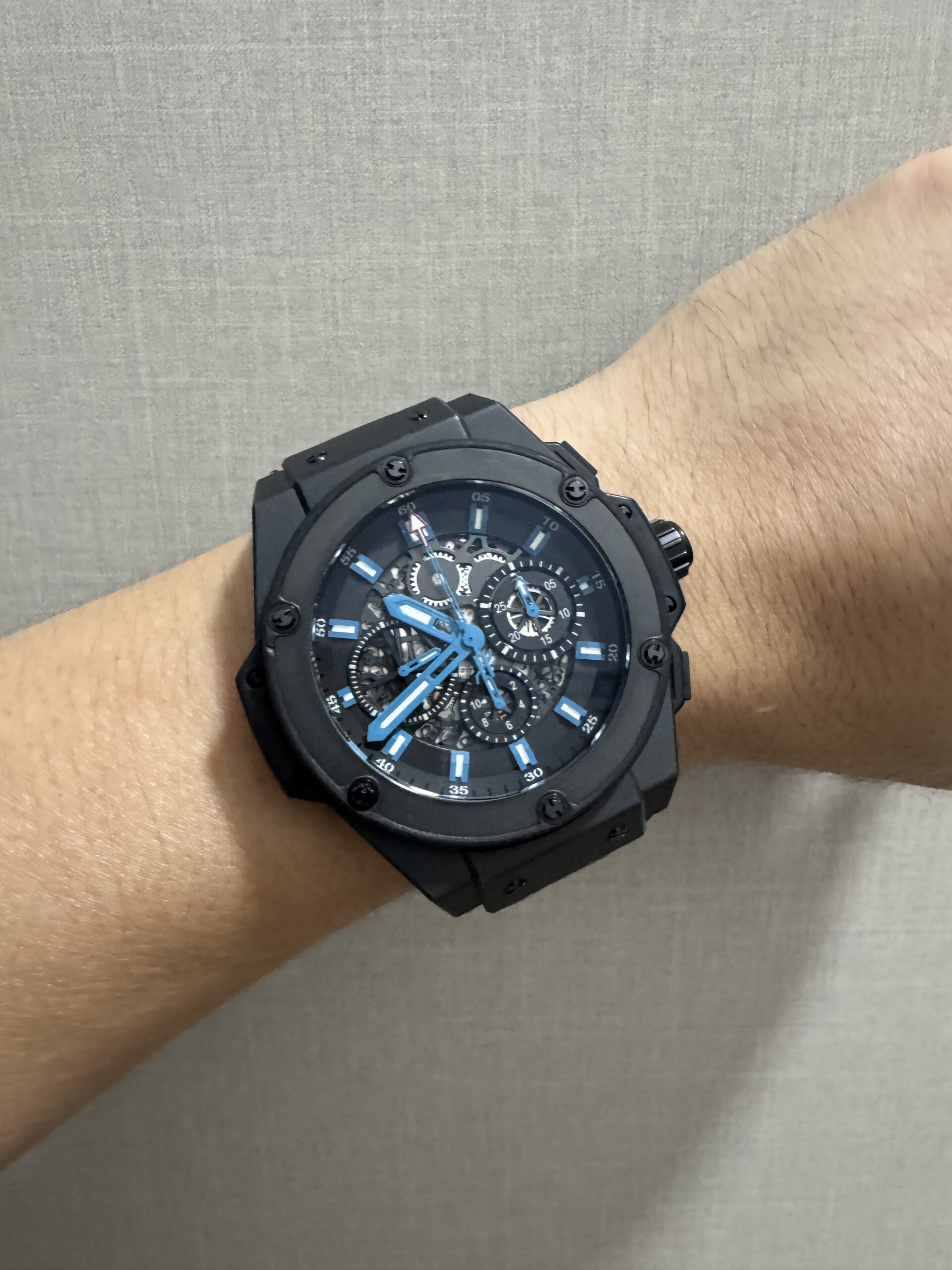 Hublot Big Bang Unico King Power Beverly Hills Edition 48mm chronograph Skeleton Ceramic Black Blue
