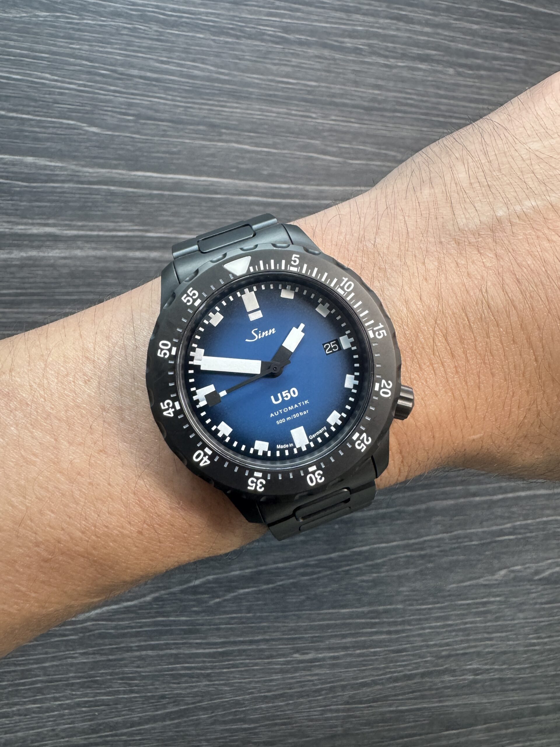 Sinn U50 Diving Watch 41mm Blue Dial Tegimented 1050.0202 U50 S