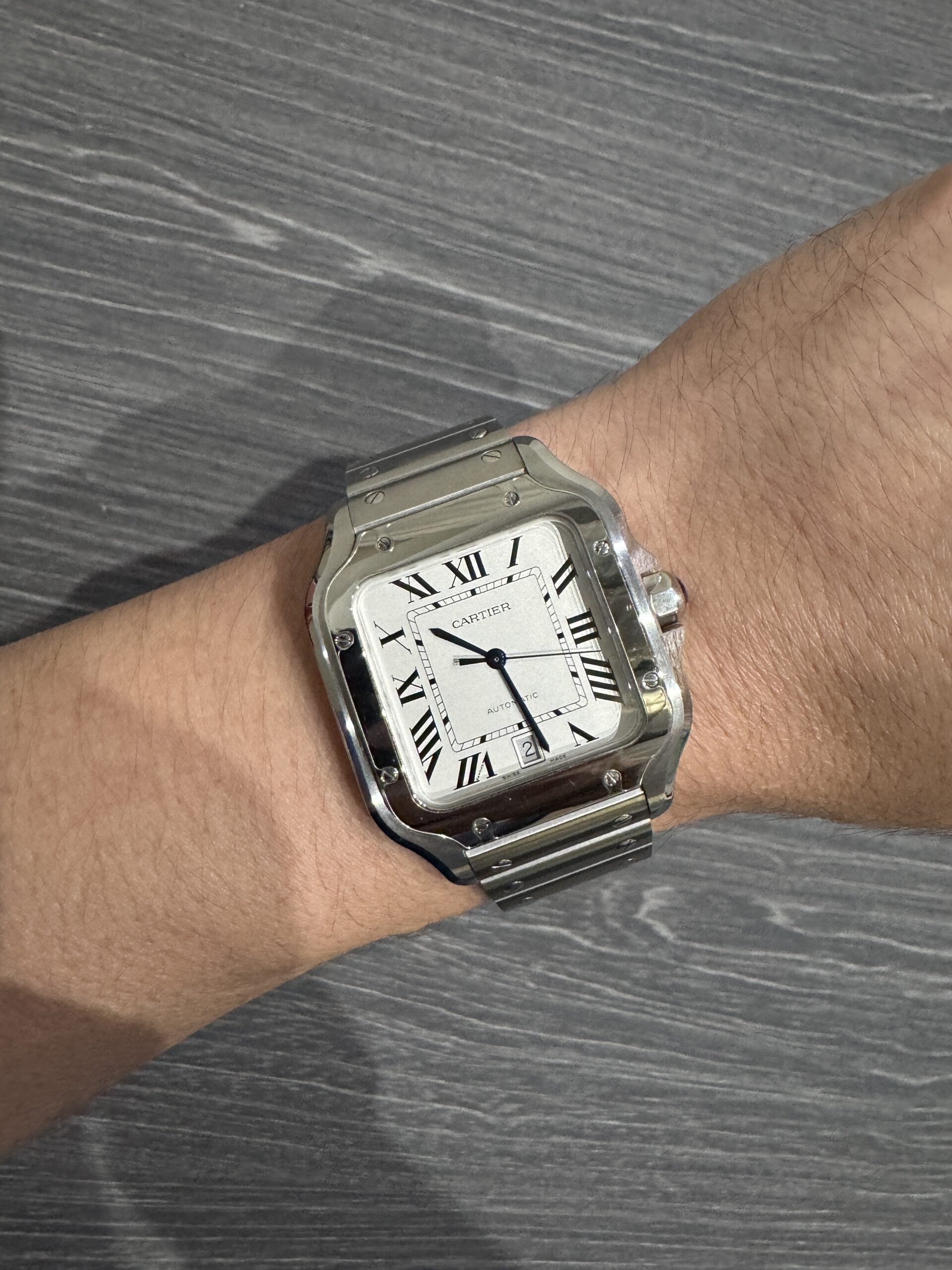 Cartier Santos Large WSSA0018 White Silver Opaline Dial