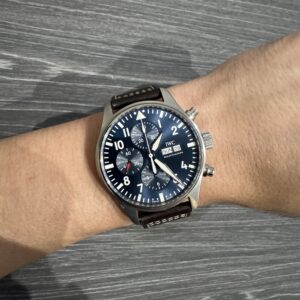 IWC Pilot Watch Chronograph 43mm Le Petite Prince IW377714 IW3777 Blue Dial Leather Strap