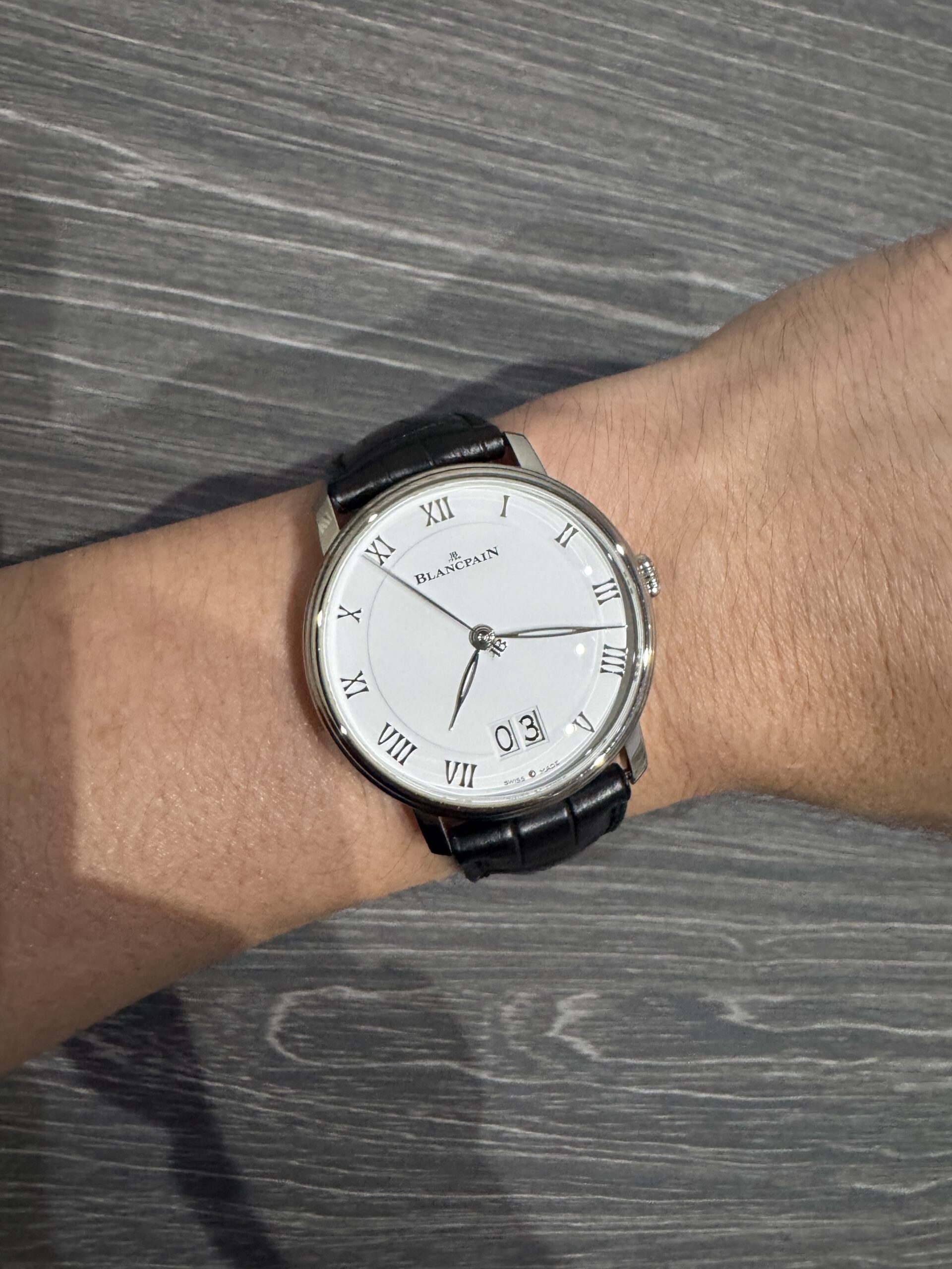 Blancpain Villeret Grande Date 40mm 6669-1127-55B White Dial Steel Automatic
