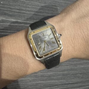 18K Gold & Steel Cartier Santos Dumont Large W2SA0036 Grey Dial Quartz